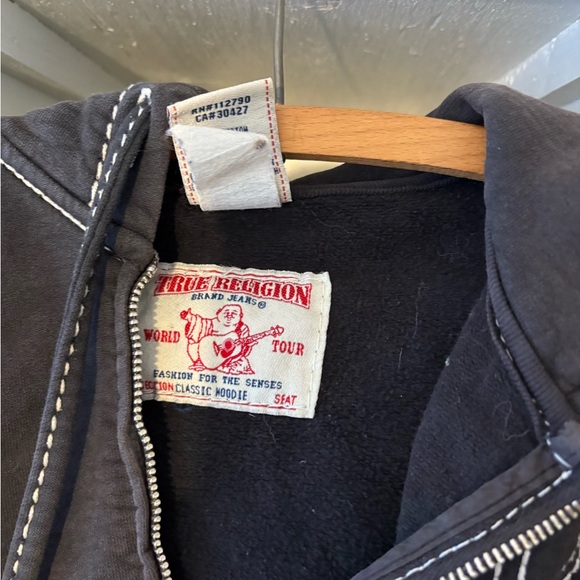 True Religion Black Hoodie Jacket with Contrast Stitching - Picture 3 of 6